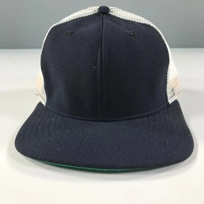 Vintage Navy Blue and White Trucker Hat Boys Youth Size Mesh New Era Pro Model - Image 1 of 4