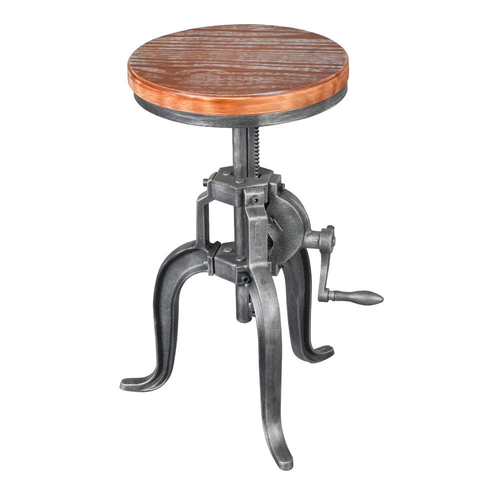 Industrial Bar Stools with Wooden Seat 18.9-22.8Inch Counter Height Adjustable - Image 1 of 4