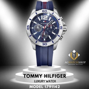 Tommy Hilfiger Men's Watch Analogue Quartz Silicone 1791142 Silver Case - Picture 1 of 6