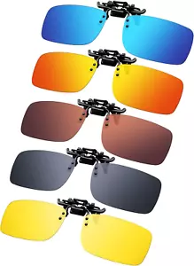 5 Pairs Polarized Clip on Sunglasses Rimless Flip up anti Glare Driving Glasses - Picture 1 of 12