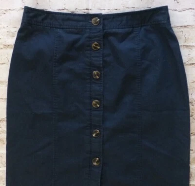 Falda Pantology Para Mujer Talla 14 Damas Sólida Azul Marino Abotonada Modesta Foto 1 de 4