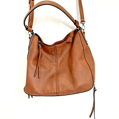 Realer коричневый веганский кожаный Hobo сумка молнии верхний богемное через плечо сумочка Дамская сумка - Изображение 1 из 4