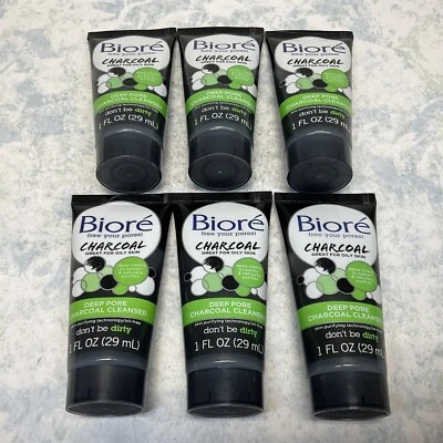 Biore' Charcoal Deep Pore Charcoal Cleanser Travel Size 1oz - Lot of 6 - Image 1 of 4