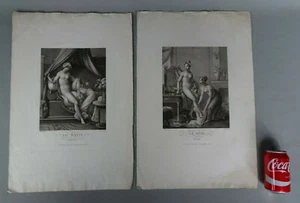 paire de gravures anciennes Blaizot / Renard / femmes nues XIX french engraving - Picture 1 of 2