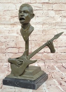 Musicista in bronzo che suona la chitarra - scultura afroamericana da collezione - Foto 1 di 10