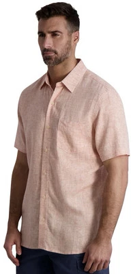 NWT Chaps Linen Blend Button Up Size XXL 2XL Terracotta Orange Striped Untucked - Image 1 of 4