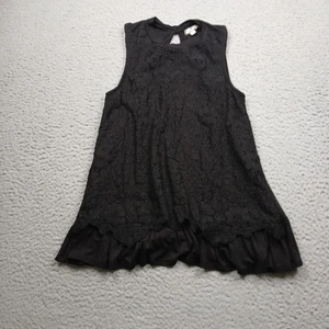 Lidschatten Top Damen klein schwarz ärmellos Tunika Spitze - Bild 1 von 6