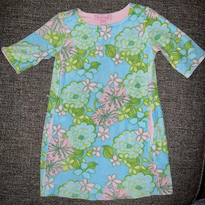 Beautiful Lily Pulitzer Floral Terry Cloth Swim Cover Up Dress Pockets XS 2-3 - Image 1 of 4