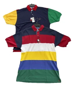 Tommy Hilfiger Poloshirt Herren Medium Mehrfarbig Colorblock Wappen Logo Neu mit Etikett Navy - Bild 1 von 15