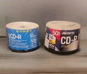 MEMOREX &  DYNEX CD-R 50 PK & 34 pack Spindle 52X & 40X 700MB 80min Blank  - Picture 1 of 5