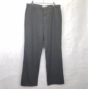 VTG J.Crew Pants Men's 33/32 Gray Pinstripe Wool Flat Front Trousers Button Fly - Picture 1 of 16