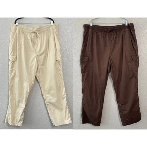 Woman Within Plus Size 22W Cotton Hiking Convertible Cargo Khaki Pants Lot - Picture 1 of 19