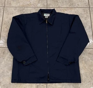 Mens L Unifirst Quilt Lined Full Zip Navy Mechanic Industrial Twill Work Jacket - Picture 1 of 11