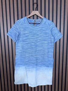 AllSaints Dress 2 / XS Womens Blue White Heather Ombre Jina Short Sleeve Keyhole - Picture 1 of 9