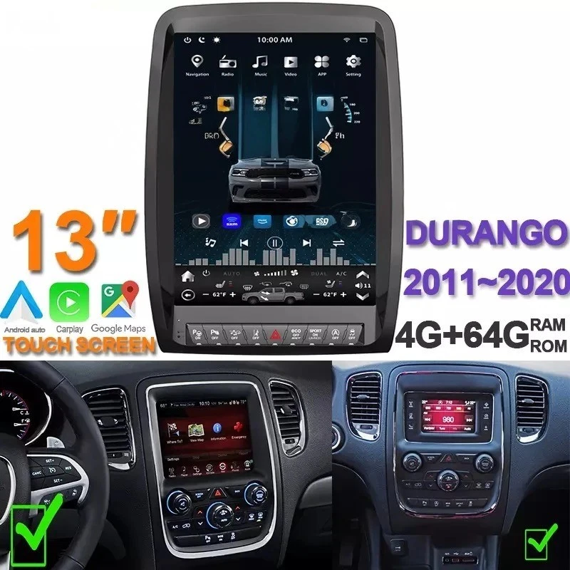 For Dodge Durango 2011-2020 Tesla Screen Carplay GPS Navi Android Radio Stereo Foto 1 de 4