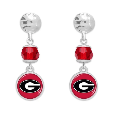 Georgia Bulldogs Ivy Crystal Silver Earrings Jewelry Gift UGA Cover