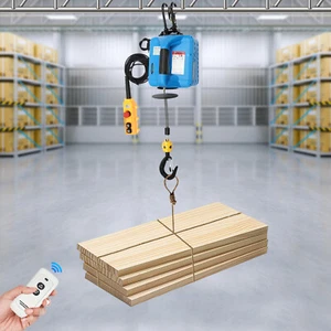 110V Portable Electric Hoist Winch Engine Crane Lifting ww/ 2 Remotes 1100lbs - Picture 1 of 24
