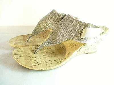 White Mountain Women Shoes sandals Flip Flops Silver Glitter Cork Size 8.5 SKU 5 - Image 1 of 4