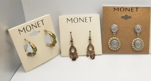 Monet Pireced Earrings 3 Sets. New with tags. Beautiful Earrings. @RK - Picture 1 of 10