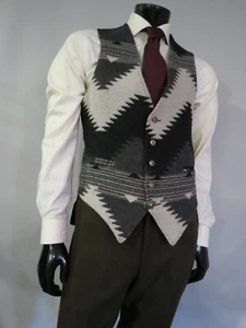 NWT Old Stock Bachrach Aztec indian print silver coin button dress vest Size M - Picture 1 of 7