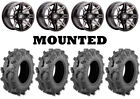 Kit 4 Moose Aggro Tires 28X10-14 On Sedona Rukus Grey Wheels Fxt