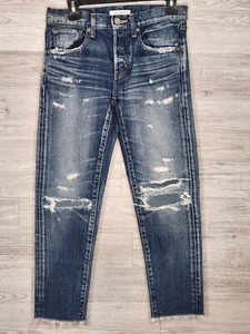 MOUSSY Vintage Distressed Mid Rise Slim Tapered SAAB Denim Jeans Size 25 - Picture 1 of 8