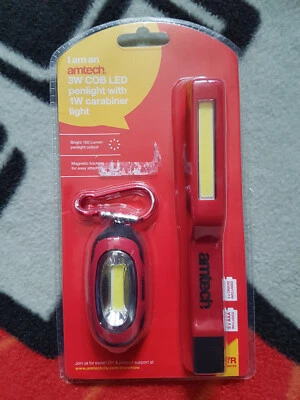 Amtech Red 160 Lumen 3W COB LED Penlight w/ 1W Carabiner Light - Image 1 of 2