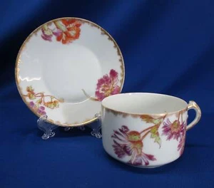 JPL LIMOGES COLORFUL FLOWERS CUP & SAUCER SET - Picture 1 of 4