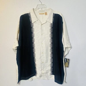 The Havanera Co. Black Button Up Short Sleeve Dress Shirt Mens 4XL Big & Tall - Picture 1 of 9