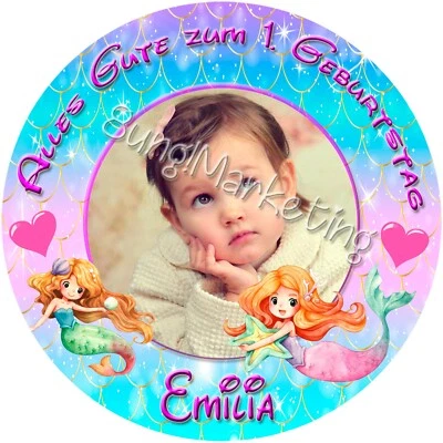 Tortenaufleger Meerjungfrau Fototorte Zuckerbild, Foto + Text individuell (692) - Bild 1 von 4