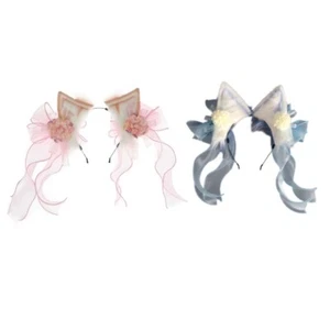 Cosplay Ear Headband Anime Chinese Hanfu Headband with Flower&Bowknot - Picture 1 of 10