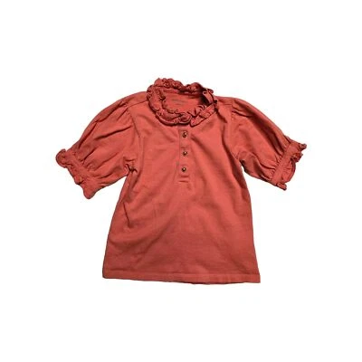 Janie And Jack Ruffle Puff Sleeve Top Orange 6 - Image 1 of 3