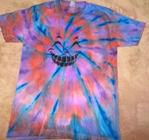 Camiseta Tie Dye Hombre/Unisex 100% Algodón - "Espiral Azul con Cara" Talla Pequeña, Nueva. - Imagen 1 de 4