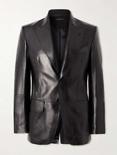 Two Button Coat Genuine Black Soft Lambskin Men Leather Blazer Jacket Brand New