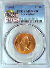 1965 New Zealand 1/2 Penny Pcgs Ms66 Rd Rare Coin Auction