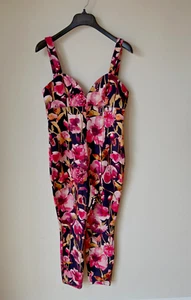 ANTROPOLOGIE JUMPSUIT Pink Floral Taper Crop Leg M / UK 10-12 💖 BNWT RRP £90 - Picture 1 of 8