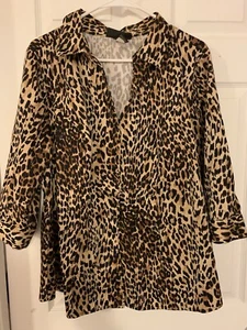 Beautiful Lane Bryant Size 20 Brown/black Animal Tunic Button Up Cotton Spandex - Picture 1 of 8