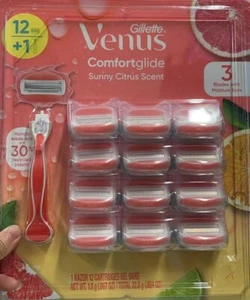 Gillette Venus Comfort Glide Sunny Citrus, 1 Razor + 12 Cartridges, Modern, - Picture 1 of 2