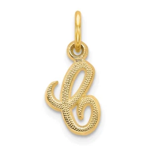 Real 14kt Yellow Gold Script Letter C Initial Charm - Picture 1 of 6