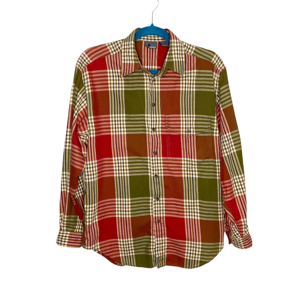Liz Wear Fall Plaid Red Green Holiday Button Front Shirt Size Medium Long Sleeve - Image 1 of 4