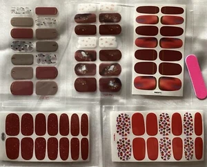 Stick on Nagellack Streifen 5er Pack rot Thema Farbe 04 Nagelwickel Aufkleber - Bild 1 von 7