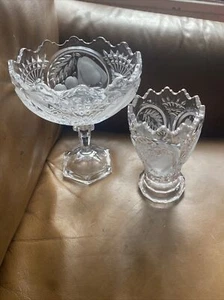 bin Bleikristall, Kristallschale und Vase mit Fuß - Bild 1 von 12