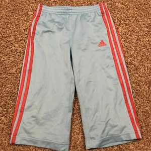 Adidas Girls Size S Light Blue & Red Polyester Capris A3 - Picture 1 of 3