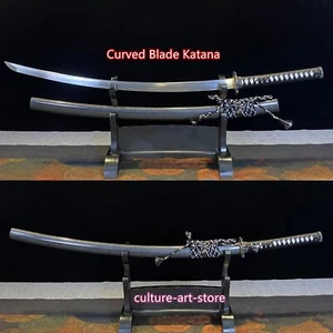 Battle Ready 1095 High Carbon steel curved Blade Japanese Samurai Katana Sword - Picture 1 of 8