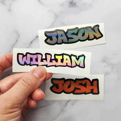 KWL CREATIONS Holographic Graffiti Font Layered Name Sticker Custom Vinyl Lettering Text decal