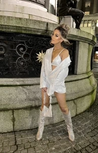Women's Western Cowboy Boots Rhinestone Glitter stilettos Knee High Boots US5 - Picture 1 of 12