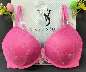 Victoria Secret Very Sexy Bombshell Add 2 Cups Lace Push Up Bra 34D Pink - Picture 1 of 8
