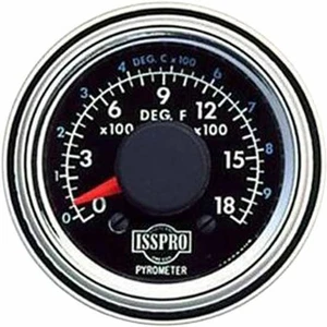 2 1/16 Inch Chrome Electric Pyrometer Gauge, 0-1800 Degree, By Isspro - Picture 1 of 1