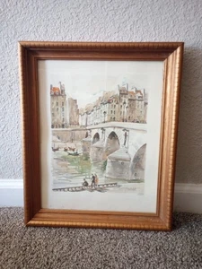 Franz HERBELOT Signed+numbered 15/754 Lithograph 'Paris - Le Pont Marie' Framed - Picture 1 of 11