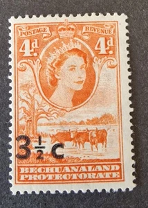 Bechuanaland 1961 3½c on 4d Type II Wide Surch (Opt at Left) SG161c Mint Cat £65 - Picture 1 of 2